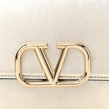 Valentino Garavani Metallic Calfskin VSling Clutch With Shoulder Strap Sahara 7 of 9