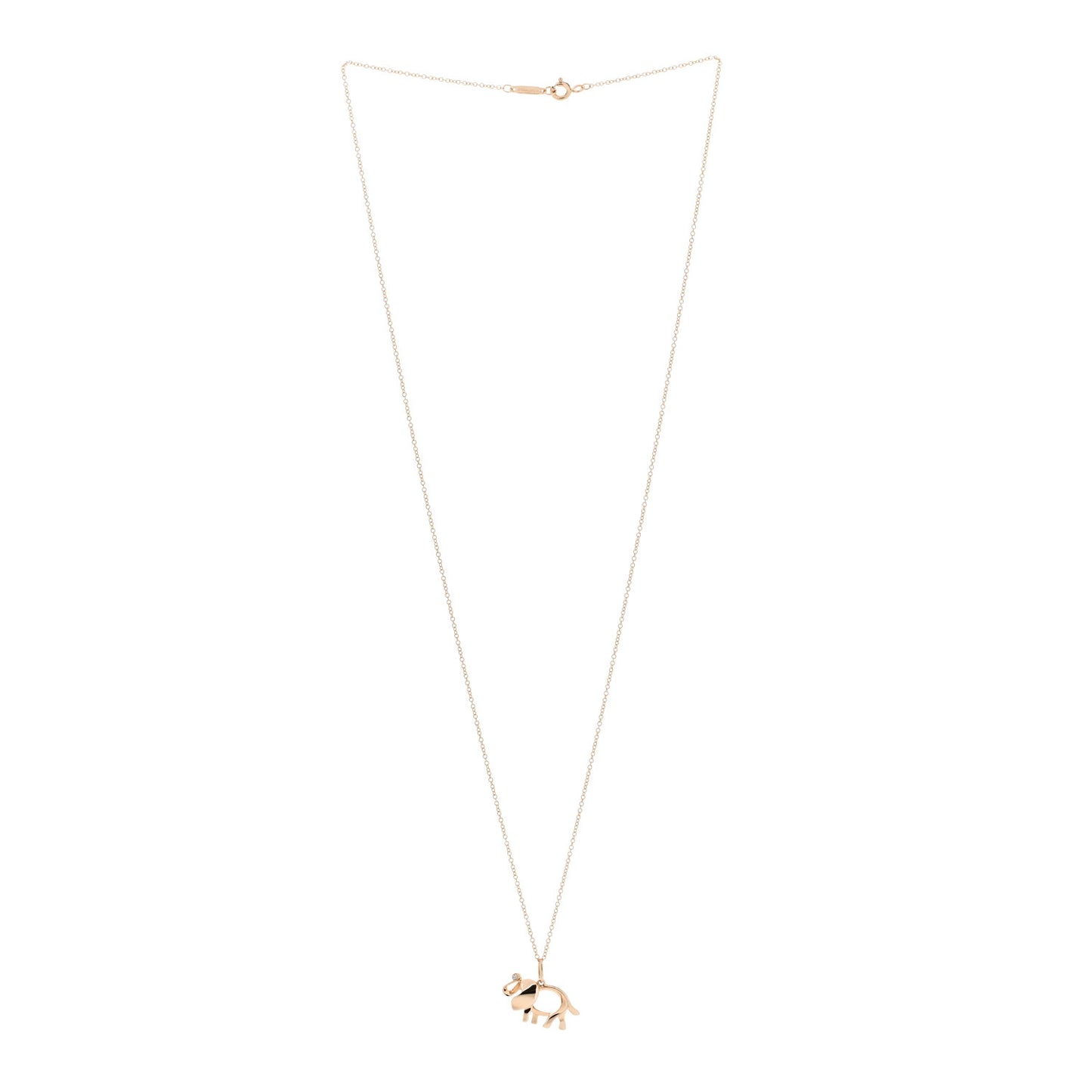 18K Rose Gold Diamond Save The Wild Elephant Pendant Necklace