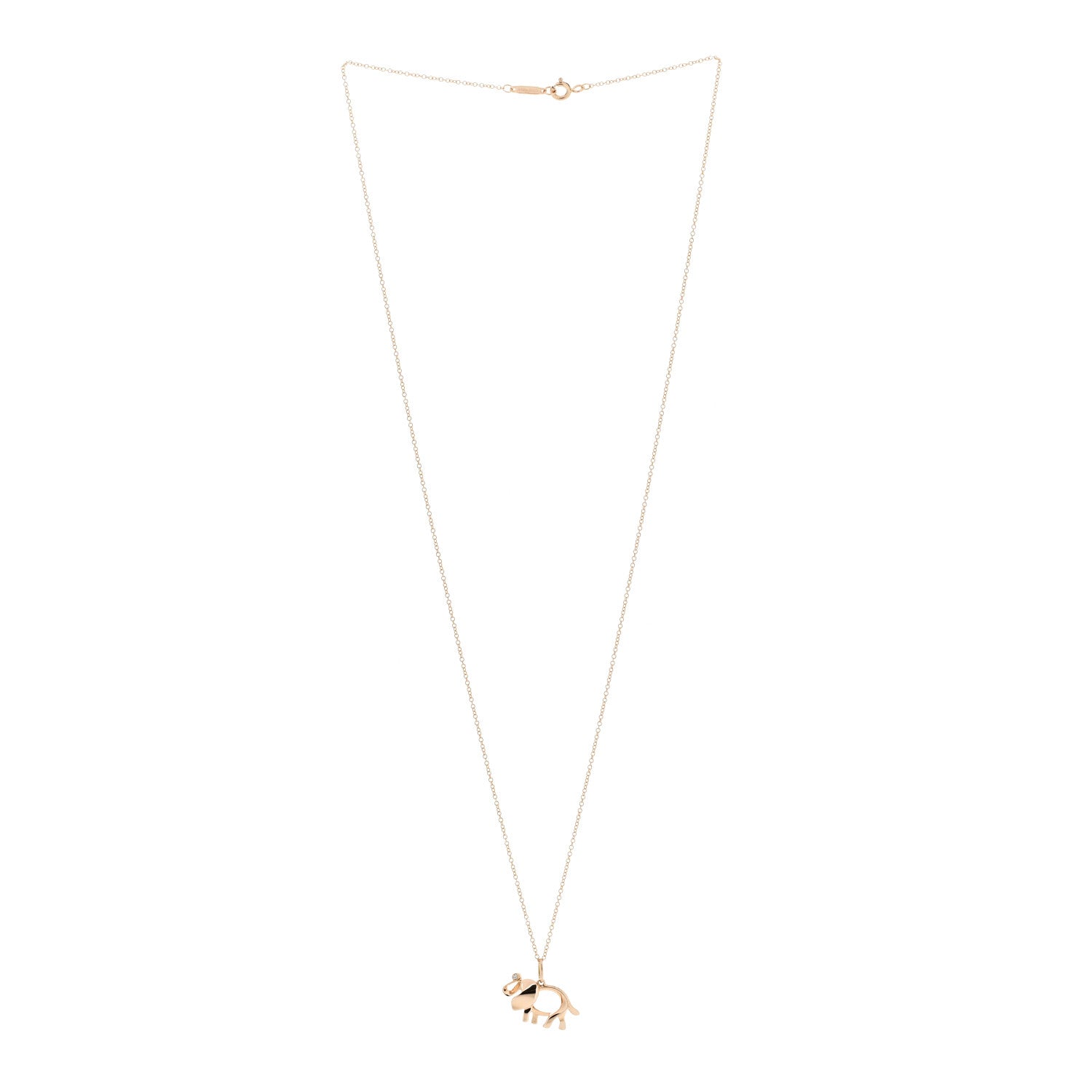 Tiffany 18K Rose Gold Diamond Save The Wild Elephant Pendant Necklace 3 of 6