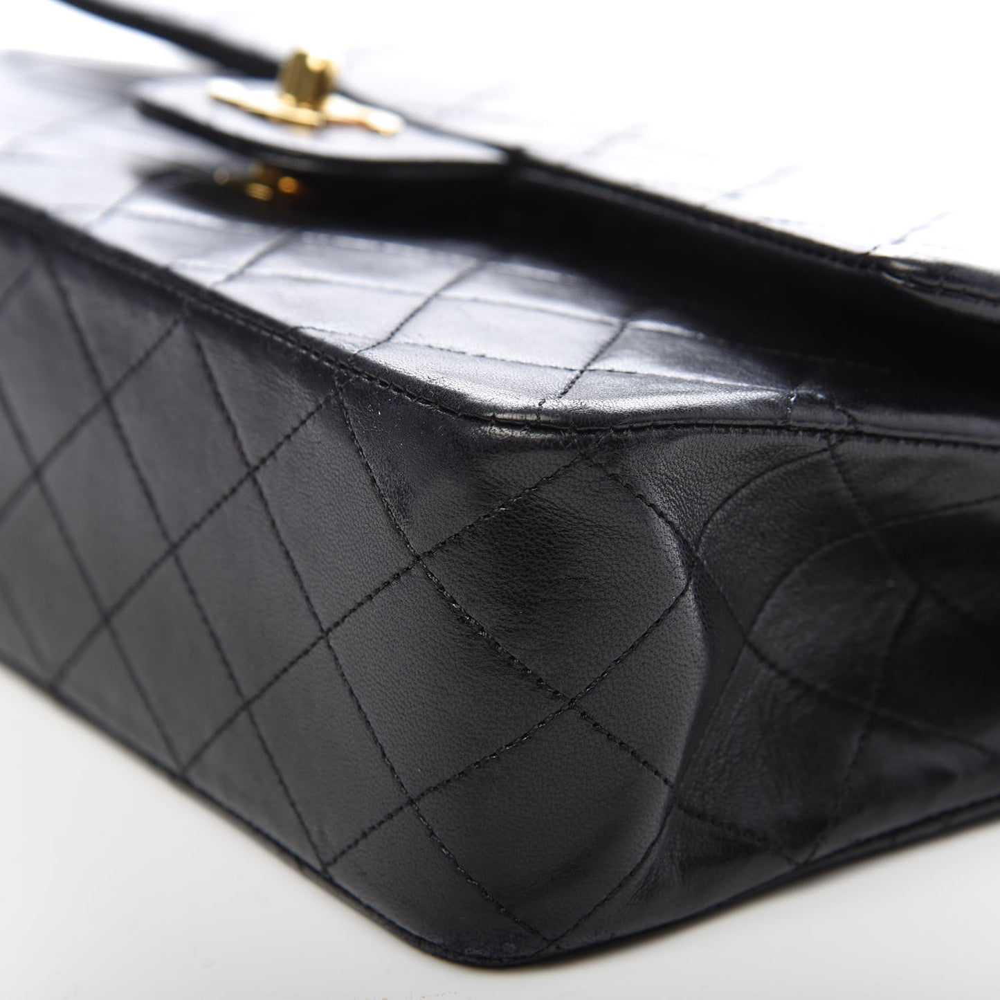 Lambskin Quilted Medium Double Flap Black