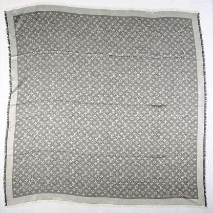 Louis Vuitton Wool Silk Monogram Denim Shawl Black 3 of 5