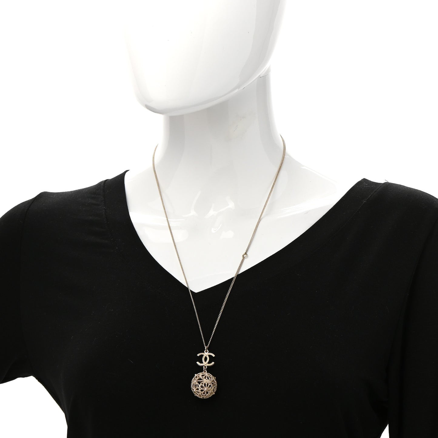 Metal CC Drop Necklace Gold