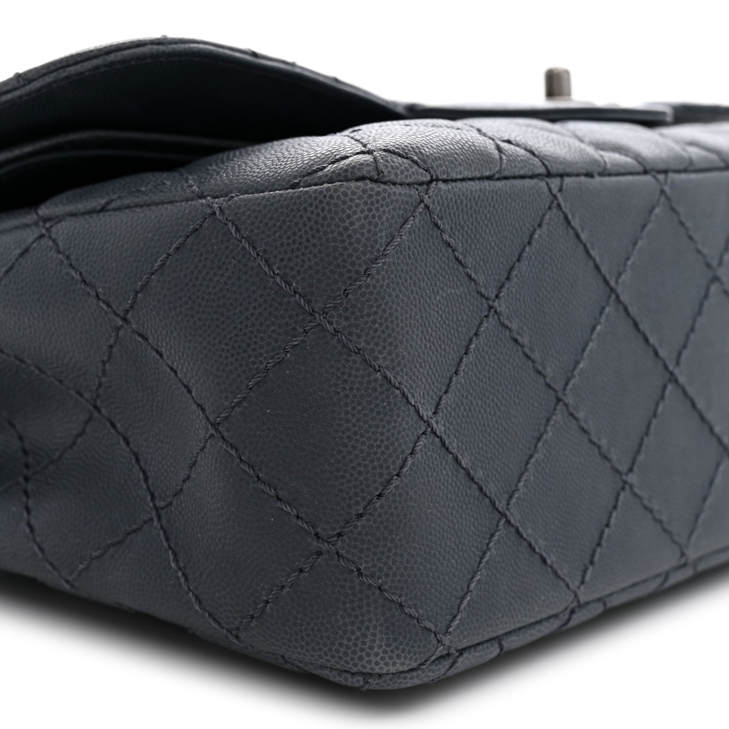Chanel Washed Caviar Quilted Jumbo Double Flap Dark Grey 9 of 10