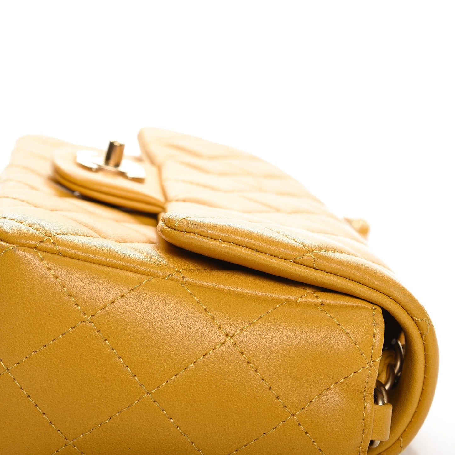 Lambskin Quilted Mini Rectangular Flap Yellow