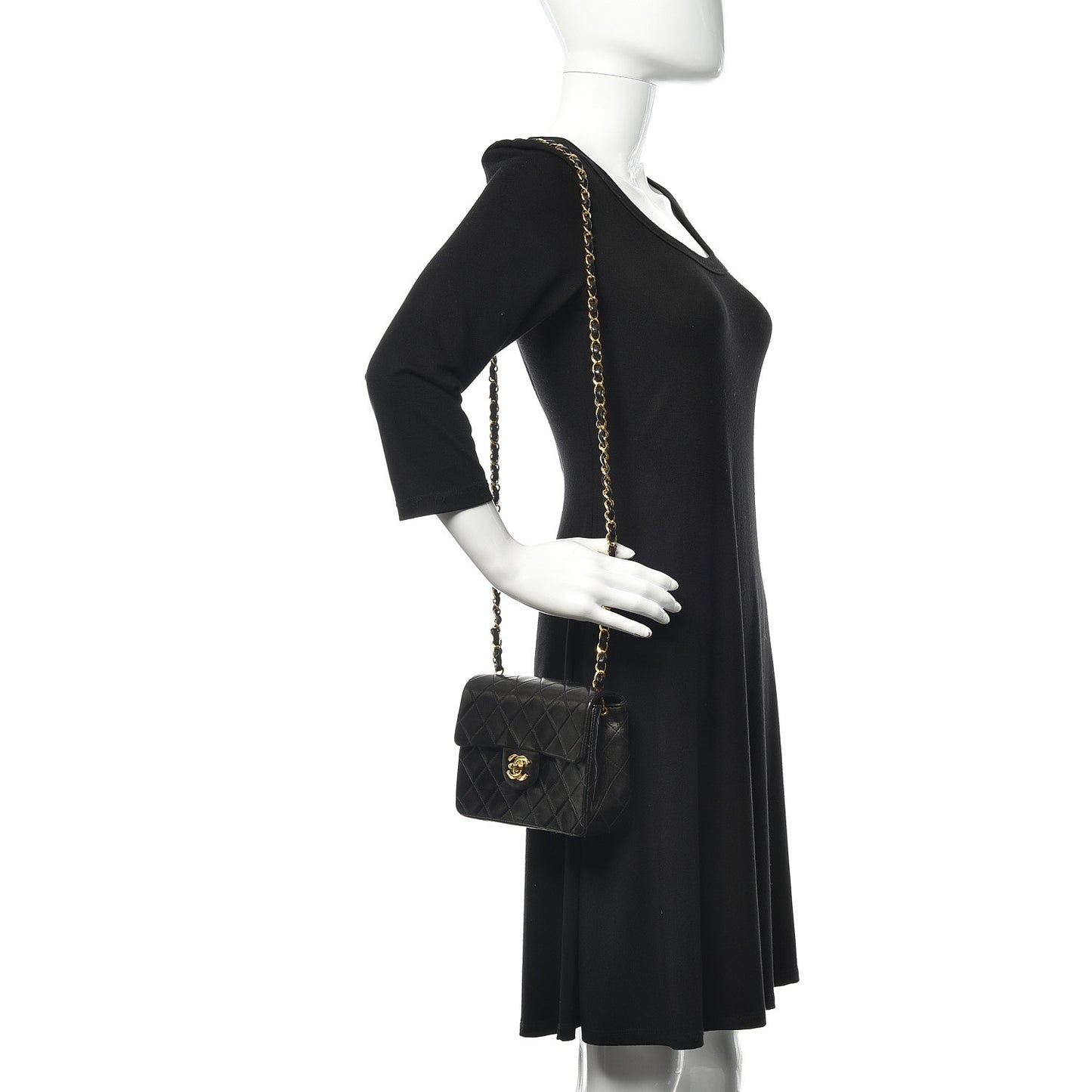 Lambskin Quilted Mini Square Flap Black