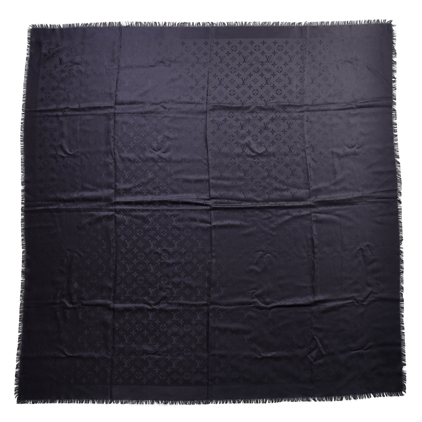 Silk Lurex Wool Monogram Shine Shawl Black