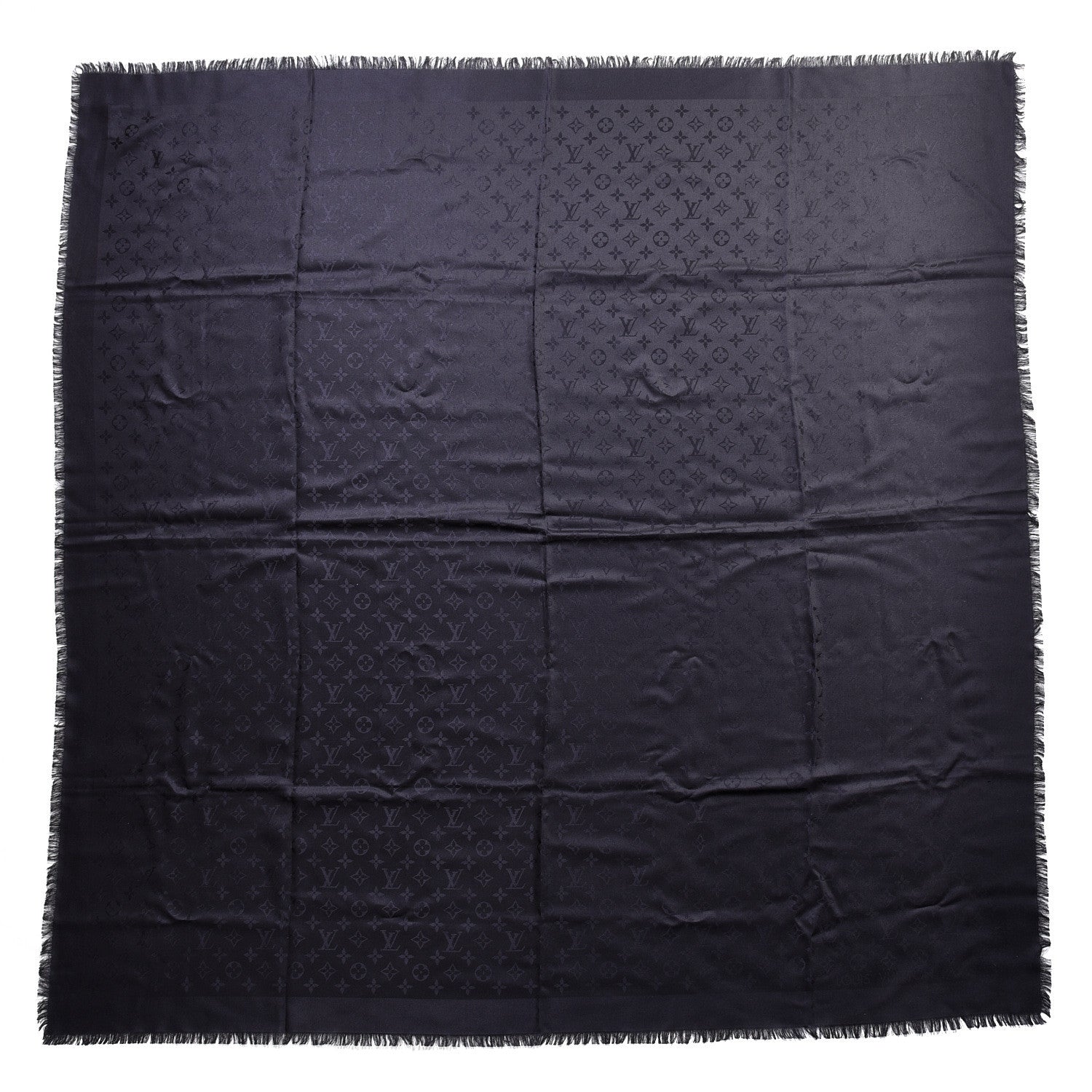 Louis Vuitton Silk Lurex Wool Monogram Shine Shawl Black 1 of 4