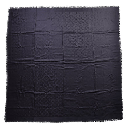 Louis Vuitton Silk Lurex Wool Monogram Shine Shawl Black 1 of 4