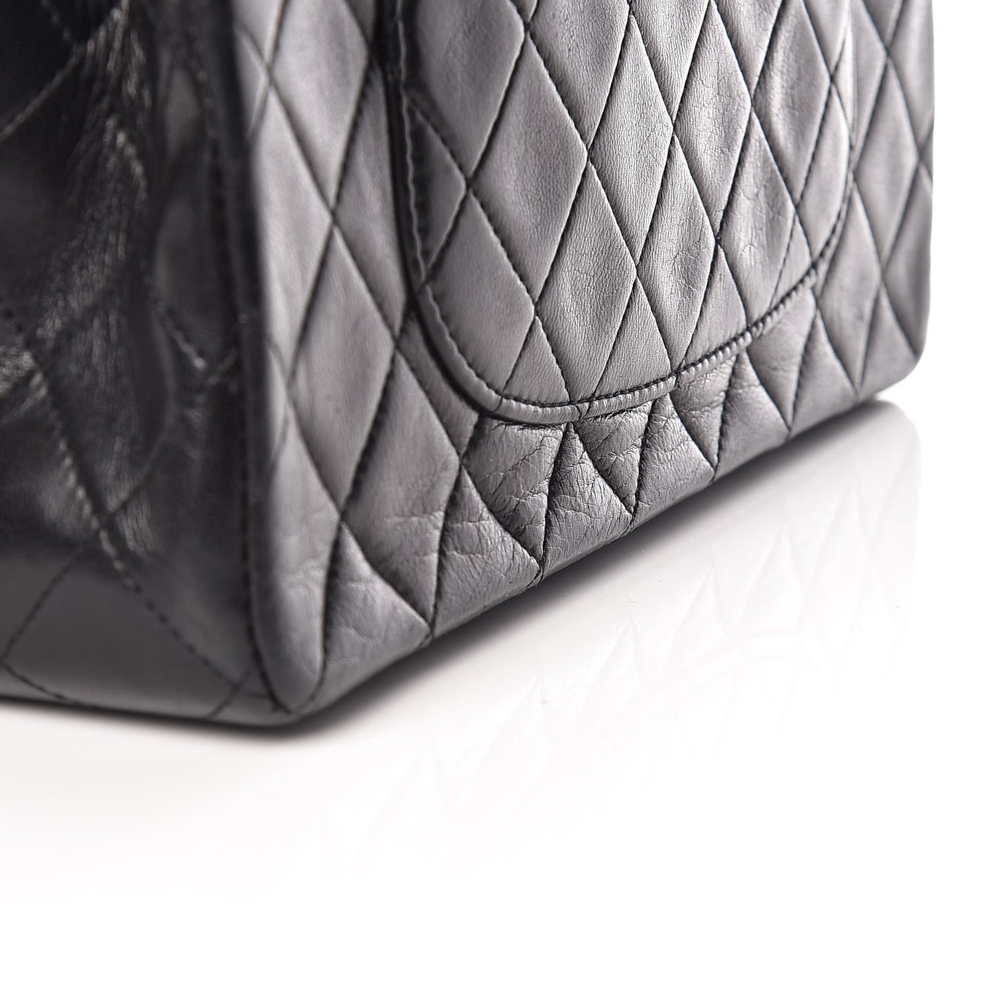 Lambskin Quilted Medium Double Flap Bag Black