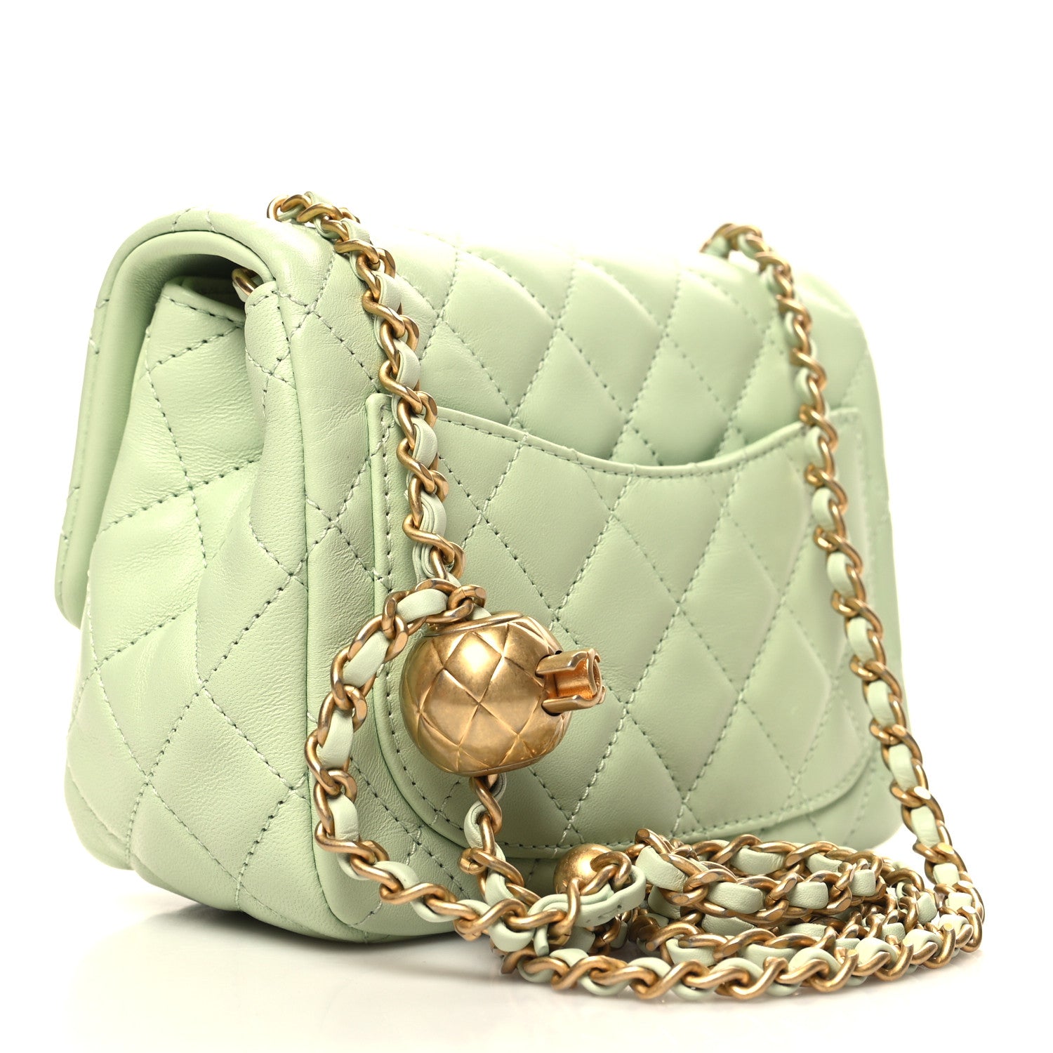 Chanel Lambskin Quilted Mini Pearl Crush Flap Light Green 3 of 10