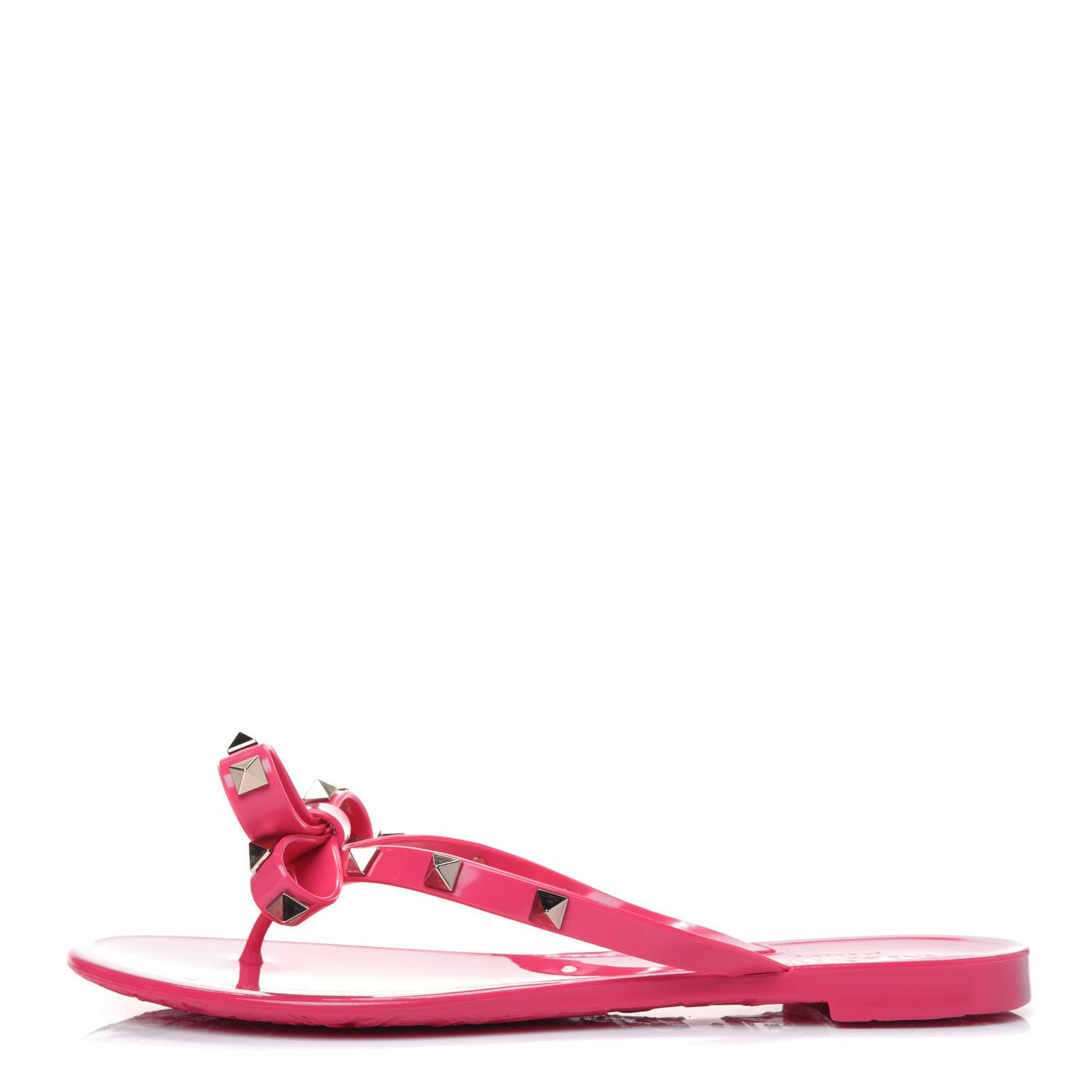 Valentino Garavani PVC Jelly Rockstud Bow Thong Sandals 37 Pink 1 of 9