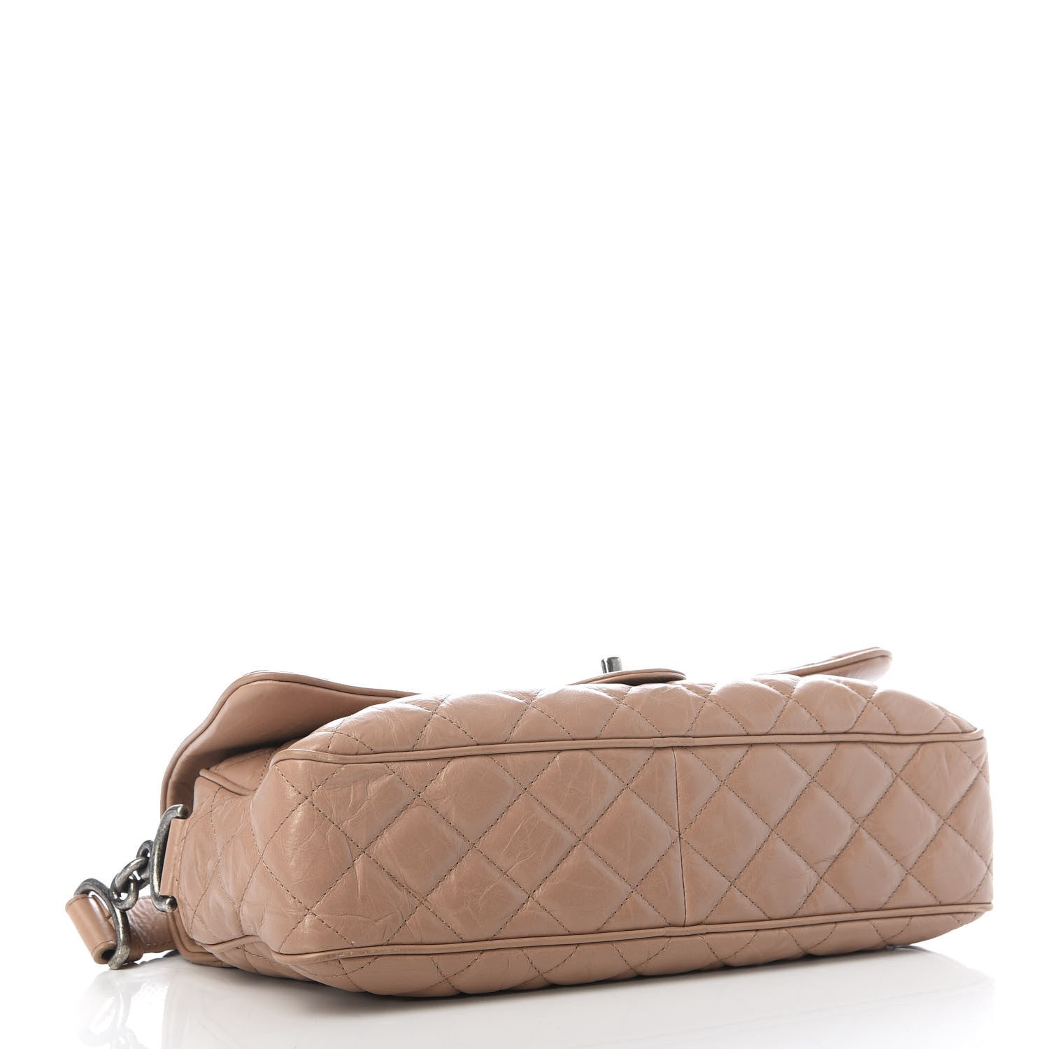 Chanel Aged Calfskin Quilted Medium Chain Detail Flap Light Brown 4 of 10