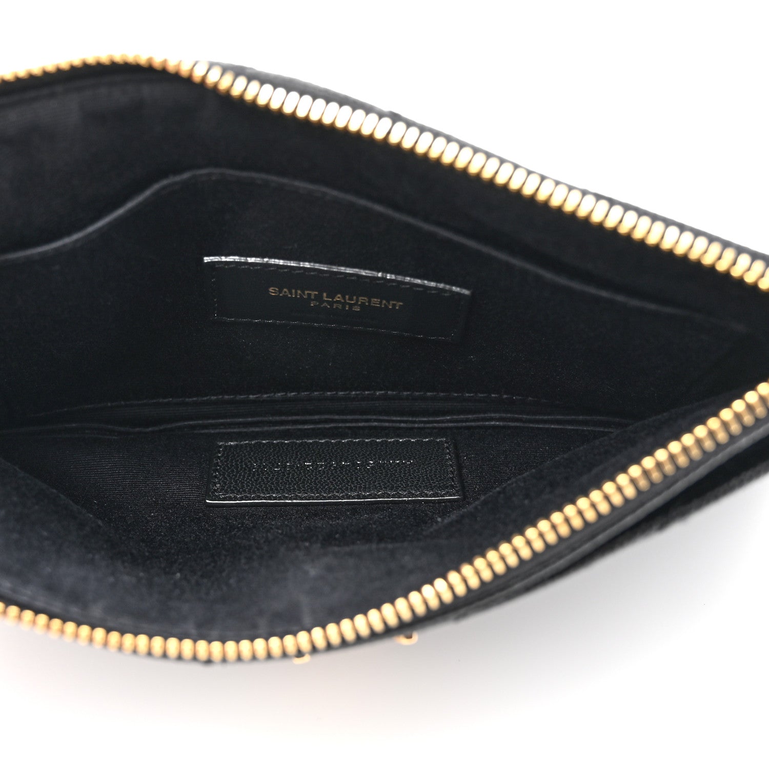 Saint Laurent Grain De Poudre Chevron Monogram Bill Pouch Black 5 of 11