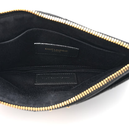 Saint Laurent Grain De Poudre Chevron Monogram Bill Pouch Black 5 of 11