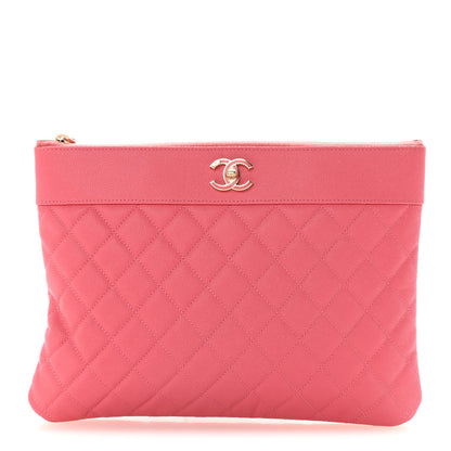 Chanel Caviar Quilted Medium Vintage Mademoiselle Cosmetic Case Pink 1 of 7