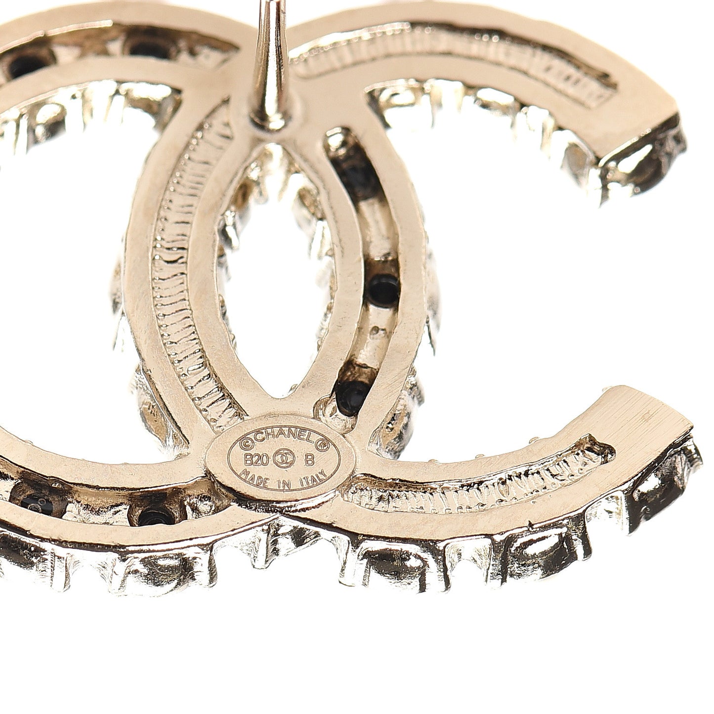 Resin Pearl CC Dazzling Domino Earrings Gold Black