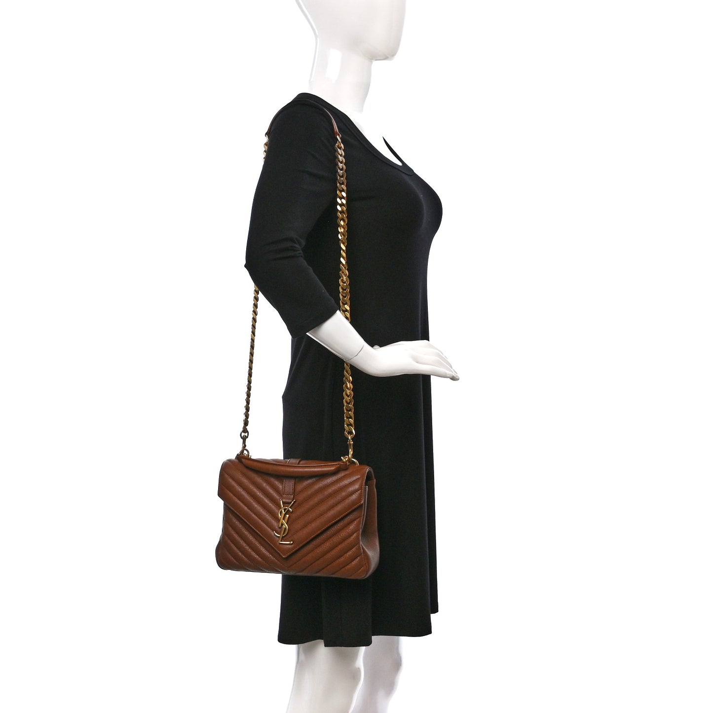 Calfskin Matelasse Chevron Monogram Medium College Bag Brick