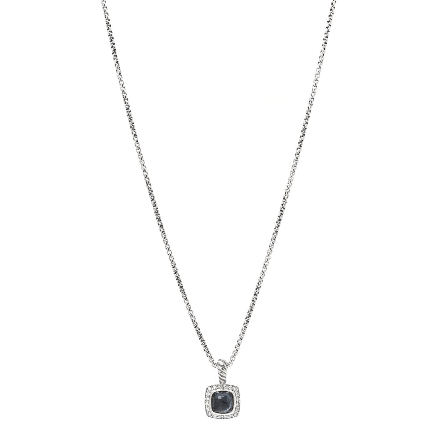 David Yurman Sterling Silver Diamond Black Orchid 7mm Petite Albion Necklace 1 of 5
