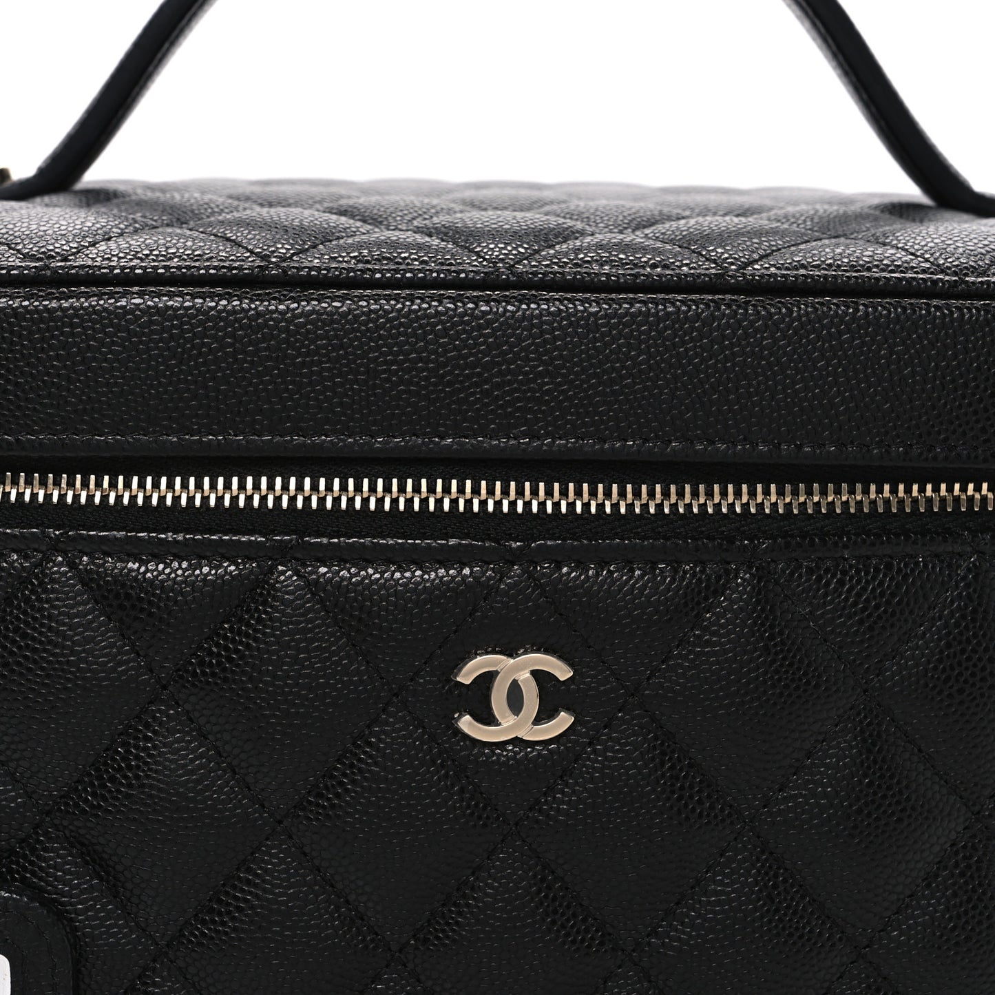Caviar Quilted Large Vanity Pouch Black