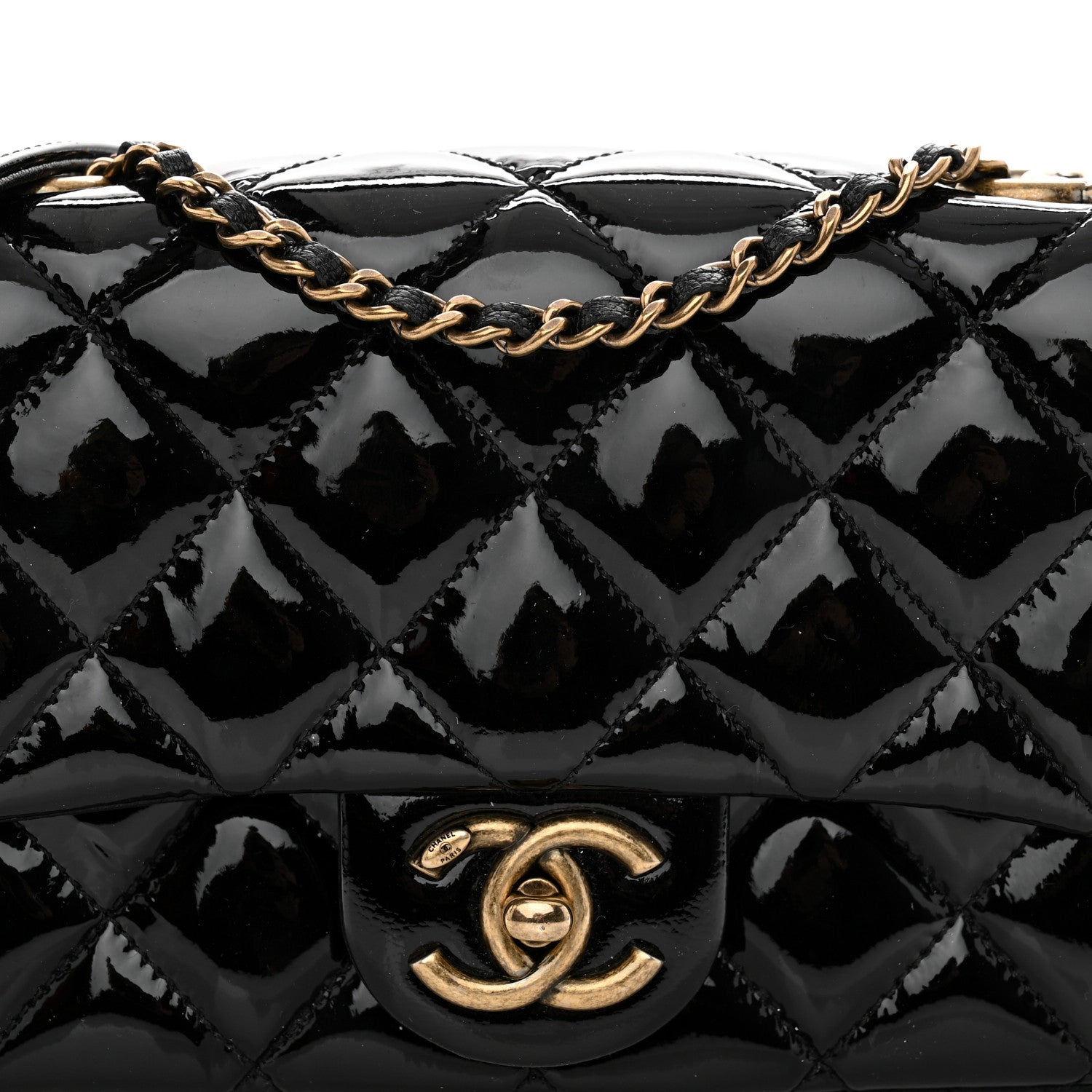Chanel Patent Goatskin Quilted Small CC Eyelet Flap Black 6 of 11
