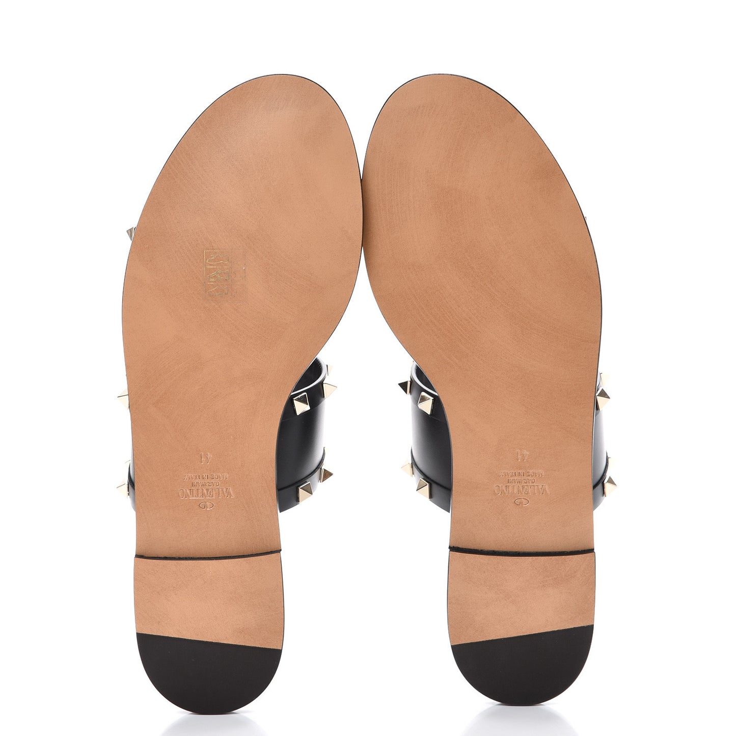 Nappa Rockstud Flat Sandals 41 Black
