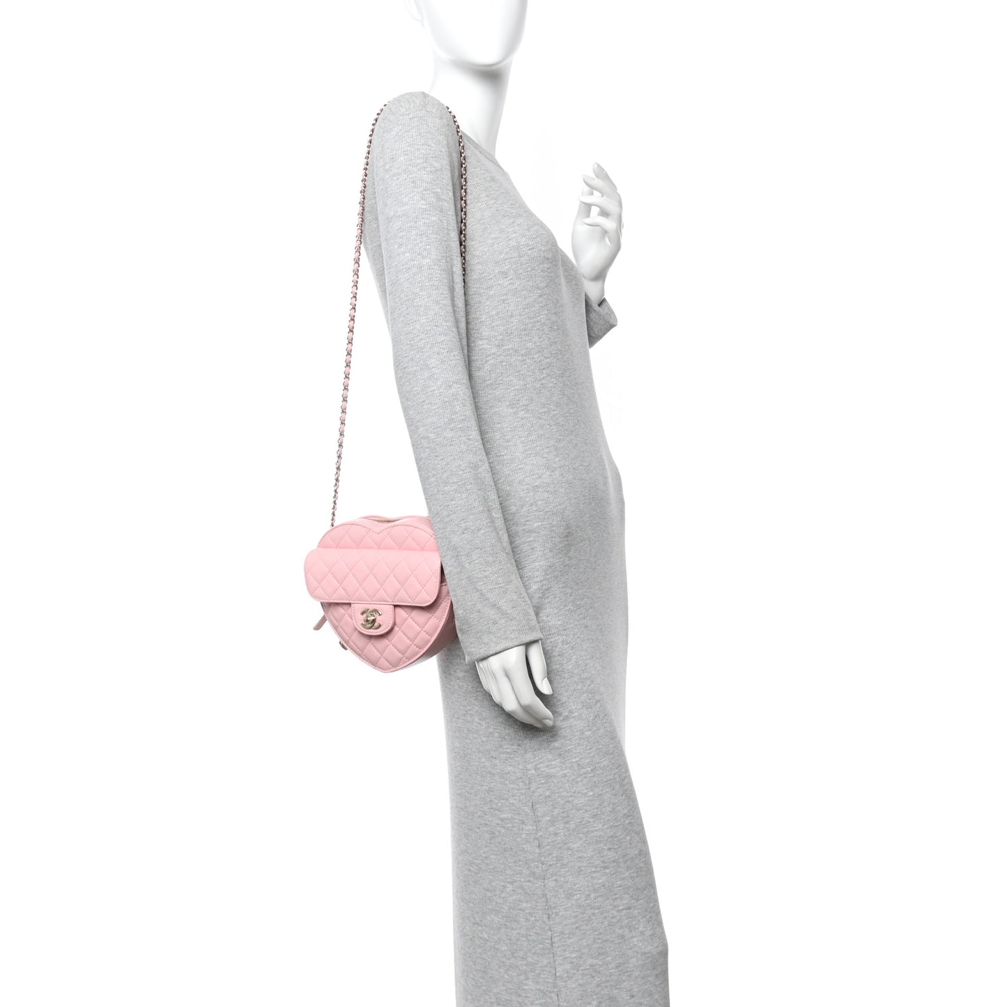 Lambskin Quilted Large CC In Love Heart Bag Light Pink