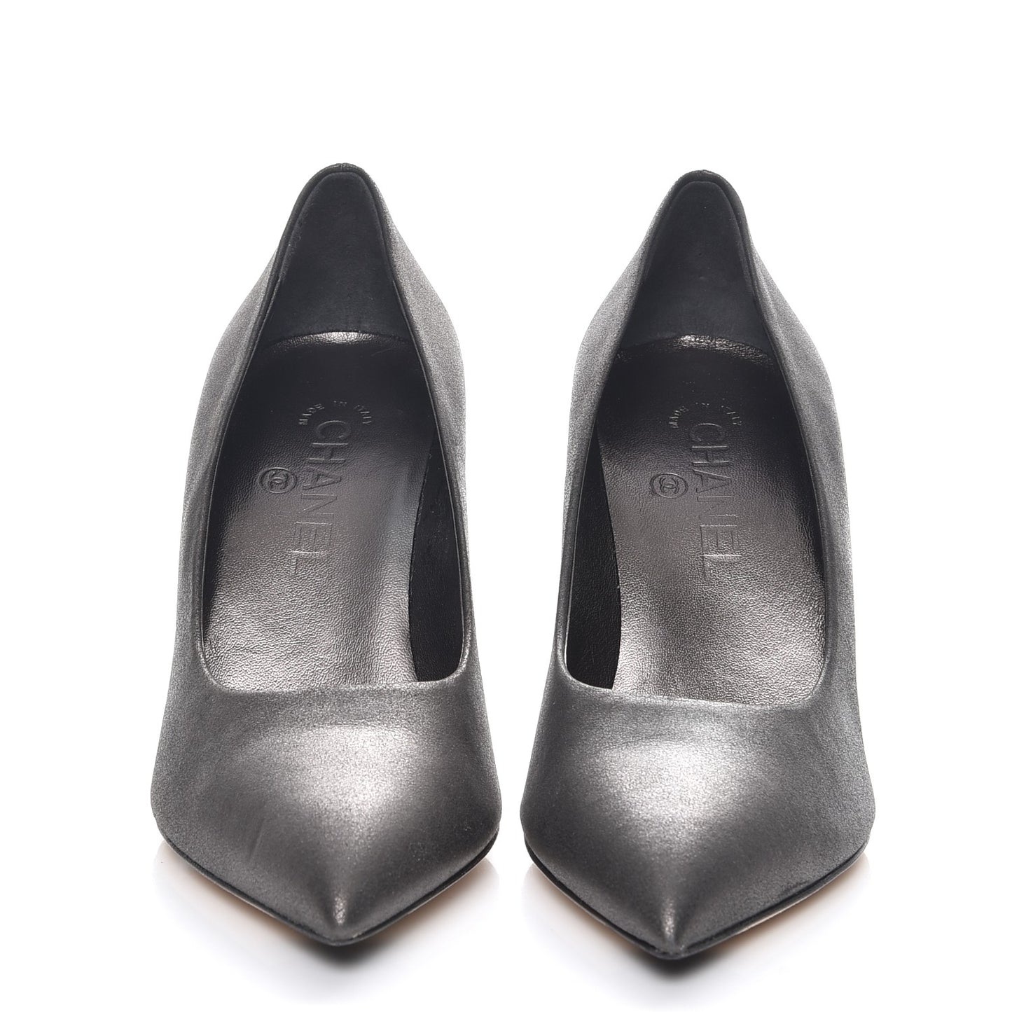 Metallic Goatskin Serpent Wrapped Pumps 38 Dark Grey