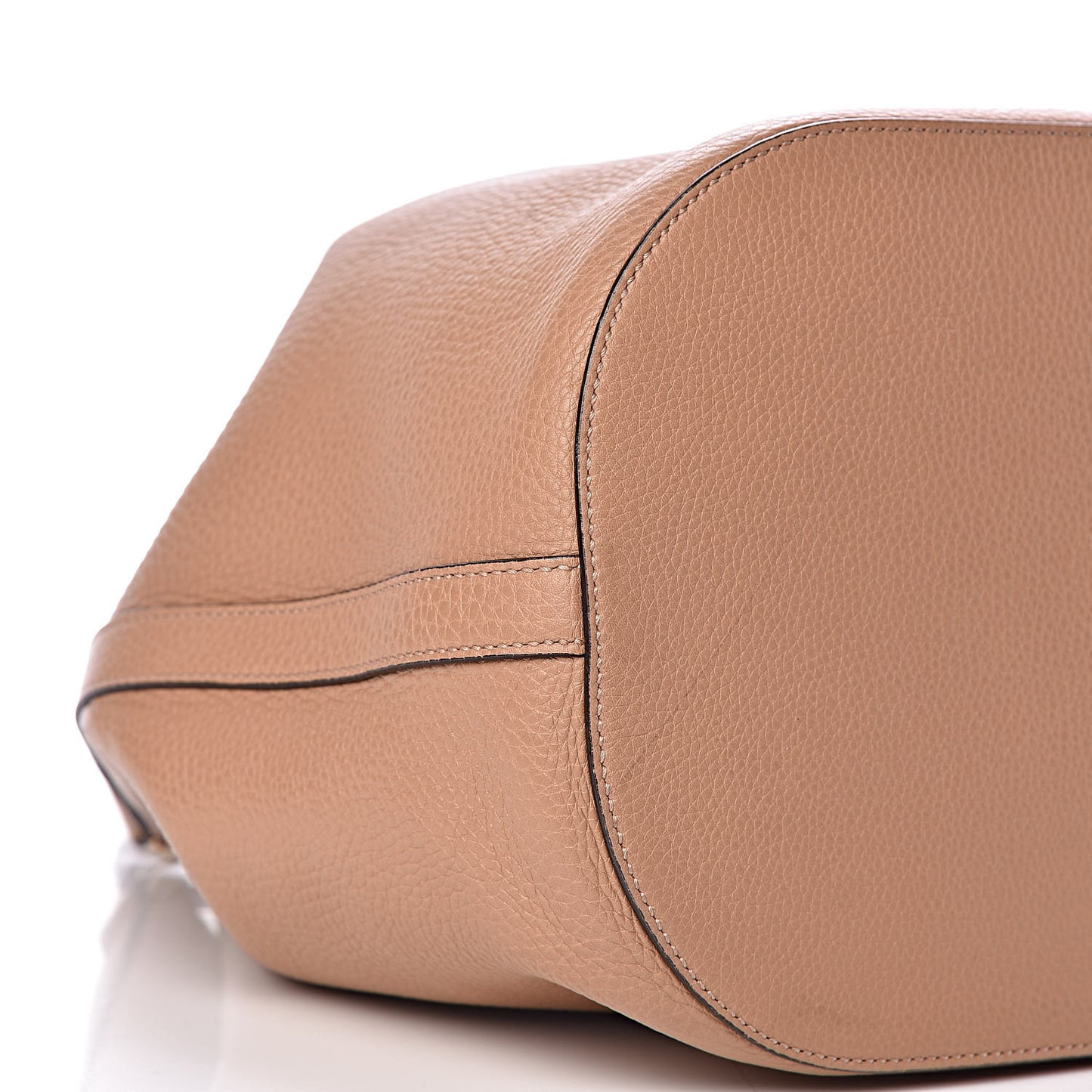 Pebbled Calfskin Miss Bamboo Bucket Bag Camelia