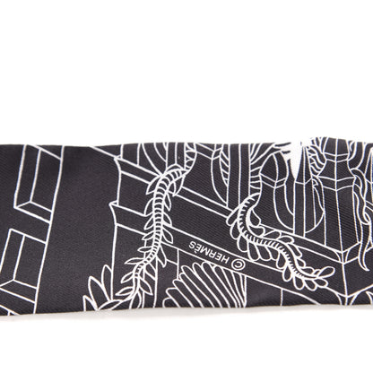 Hermes Silk Animapolis Twilly Black White 3 of 4