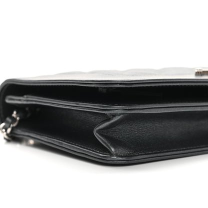 Chanel Metallic Caviar Chevron Quilted Vintage Mademoiselle Wallet On Chain WOC Charcoal 10 of 12