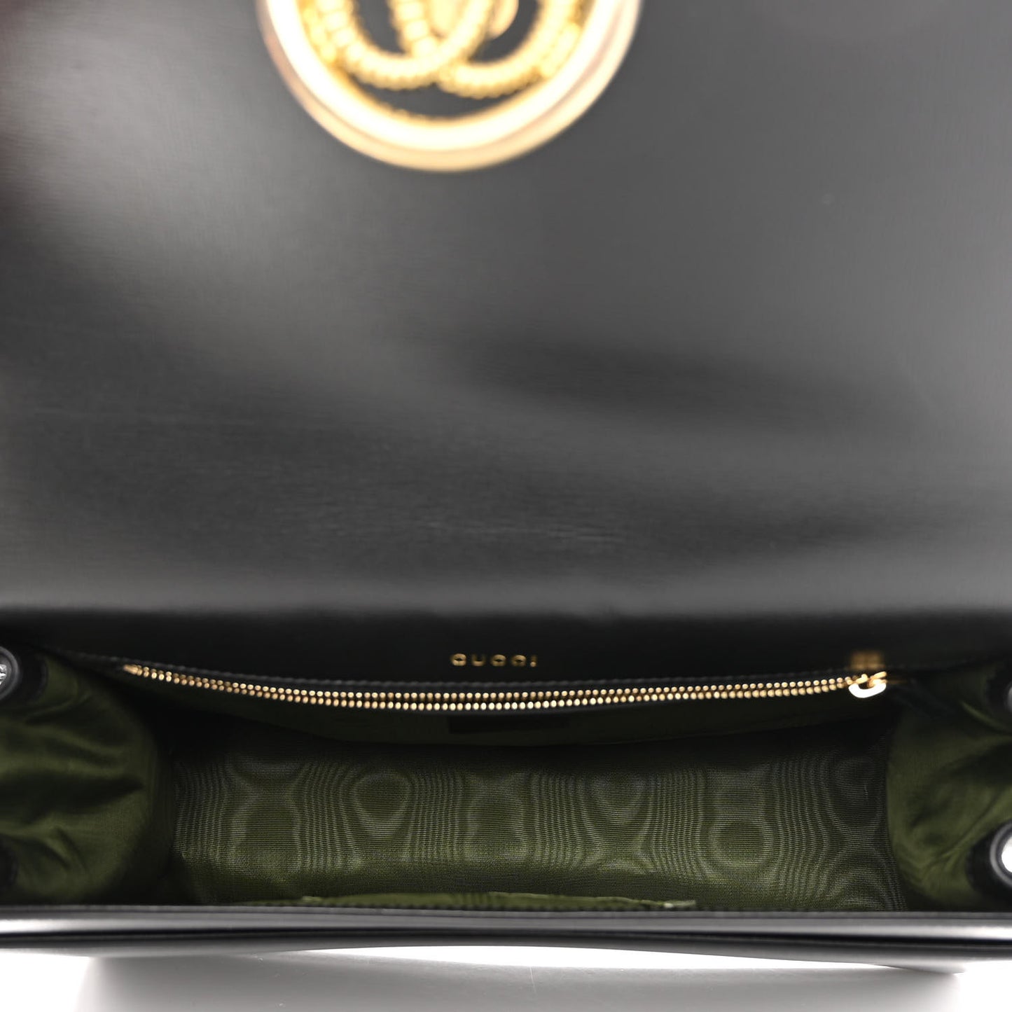 Textured Calfskin Medium Torchon GG Ring Shoulder Bag Black