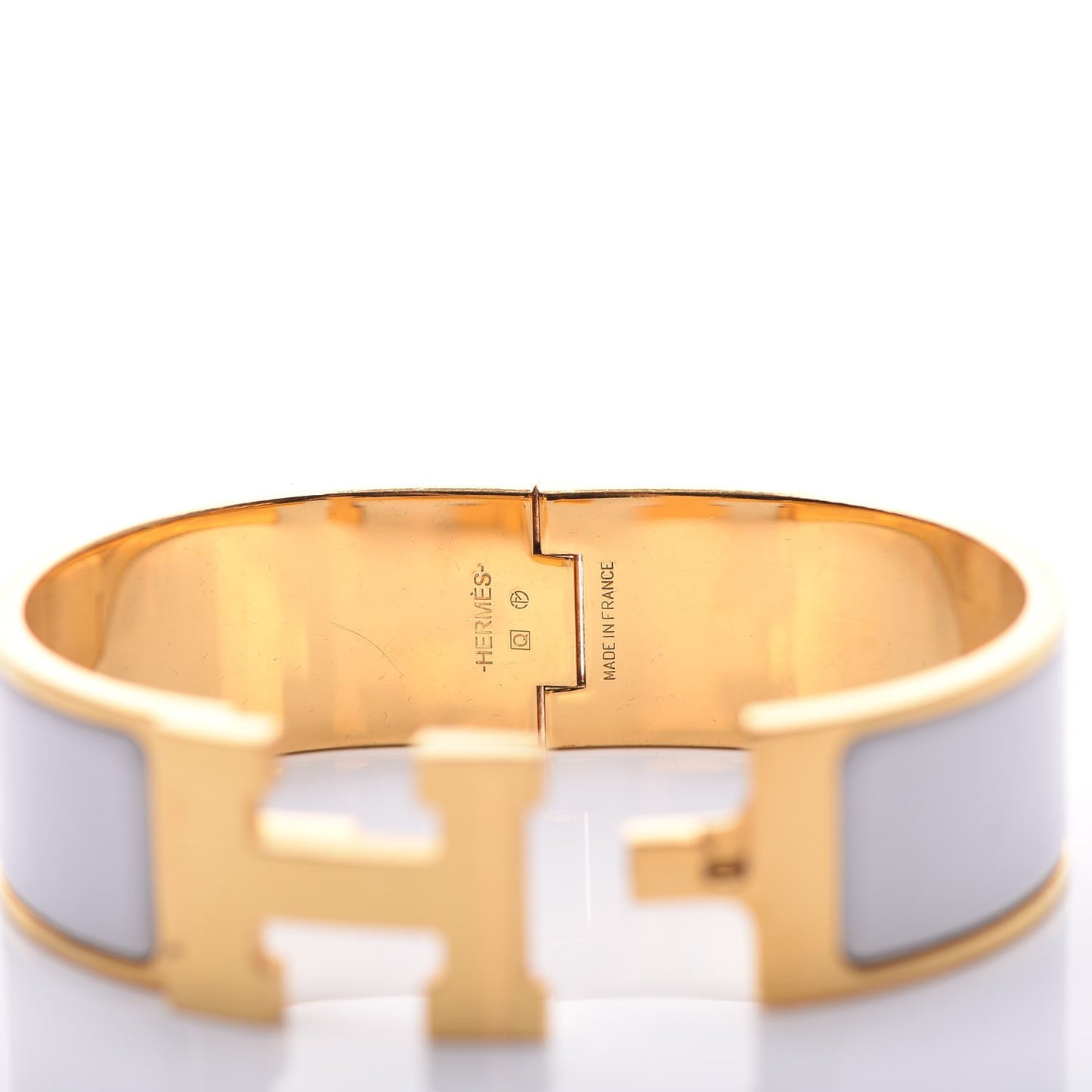 Enamel Wide Clic Clac H Bracelet GM White