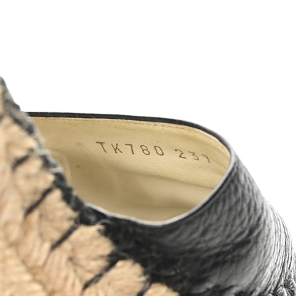 Valentino Garavani Grained Calfskin Rockstud Ankle Wrap Espadrille 15/85mm Wedges 38 Black Light Cuir 8 of 9