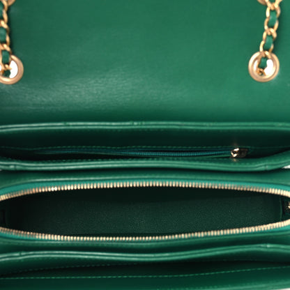 Chanel Lambskin Chevron Stitched Envelope Flap Bag Green 5 of 12