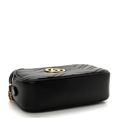 Gucci Calfskin Matelasse Small GG Marmont Chain Shoulder Bag Black 1 of 8