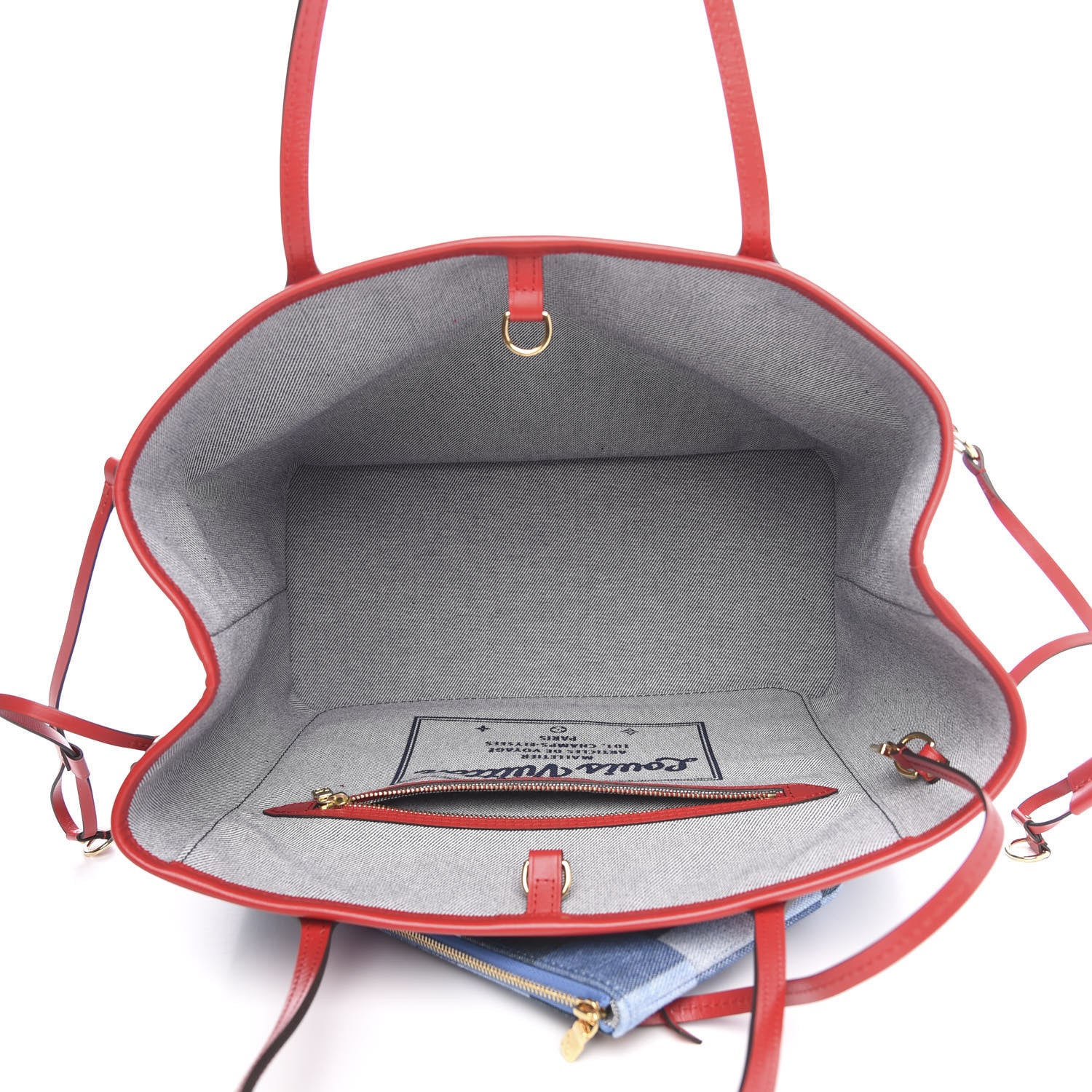 Louis Vuitton Denim Damier Monogram Patchwork Neverfull Blue Rouge 5 of 11