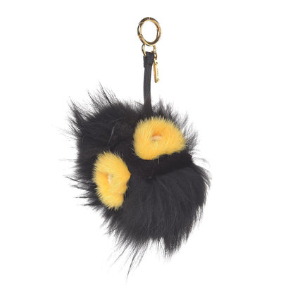 Fendi Fox Mink Rabbit Fur Vitello Flamingo Grimmy Monster Bag Bug Charm Black Giallo 1 of 4