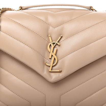 Saint Laurent Calfskin Y Quilted Monogram Small Loulou Chain Satchel Dark Beige 11 of 11