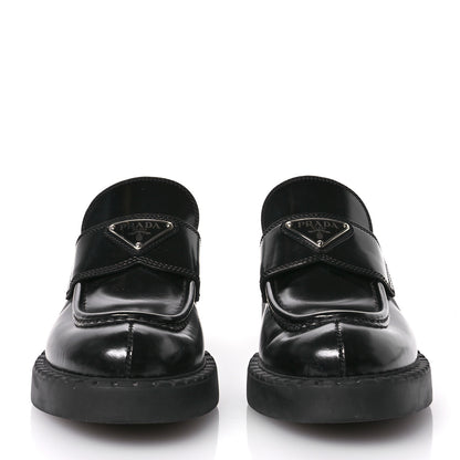 Prada Spazzolato Metal Triangle Logo 50mm Loafers 36.5 Black 3 of 7