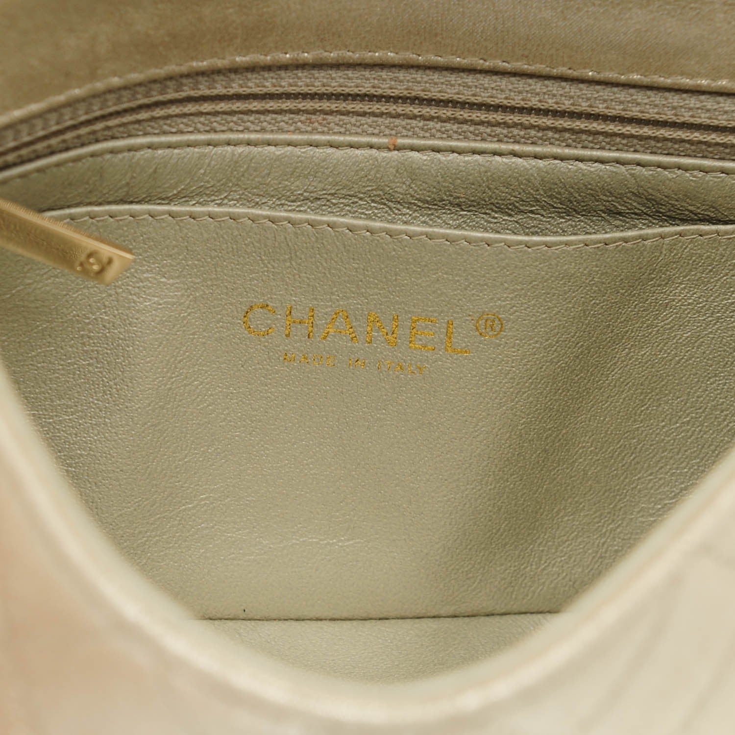 Chanel Iridescent Calfskin Quilted Mini Rectangular Flap Light Gold 7 of 8