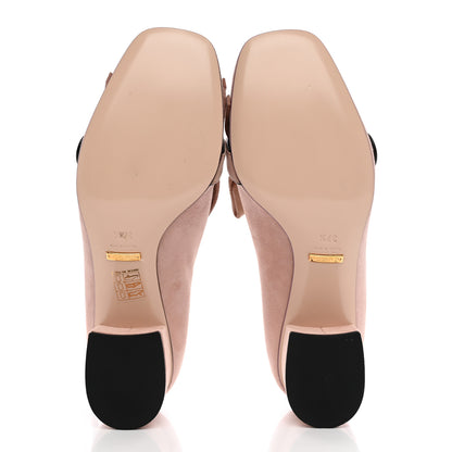 Gucci Kid Scamosciato GG Marmont Fringe 50mm Loafer Pumps 37.5 Crystal Pink 5 of 11