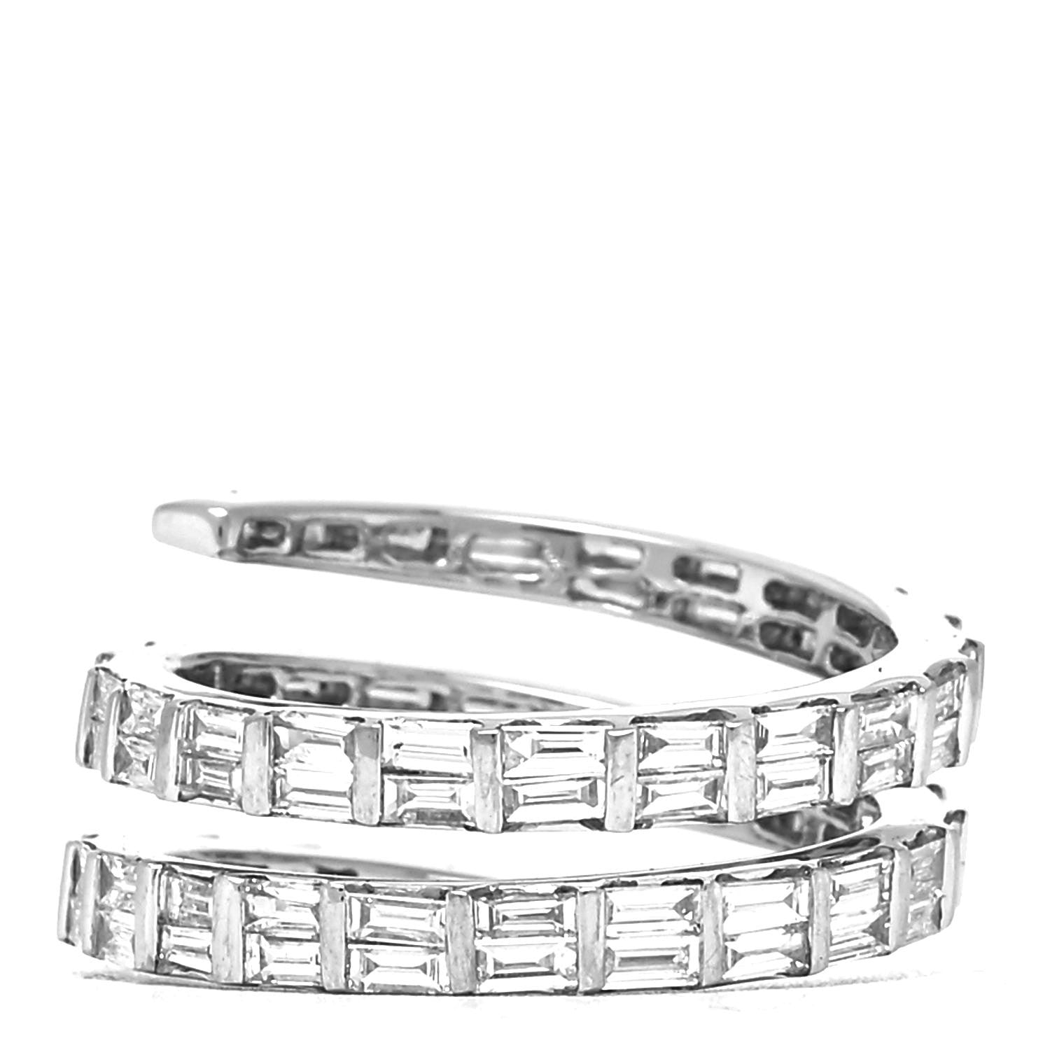 Anita Ko 18K White Gold Diamond Three Row Baguette Coil Ring 53 6.25 3 of 5