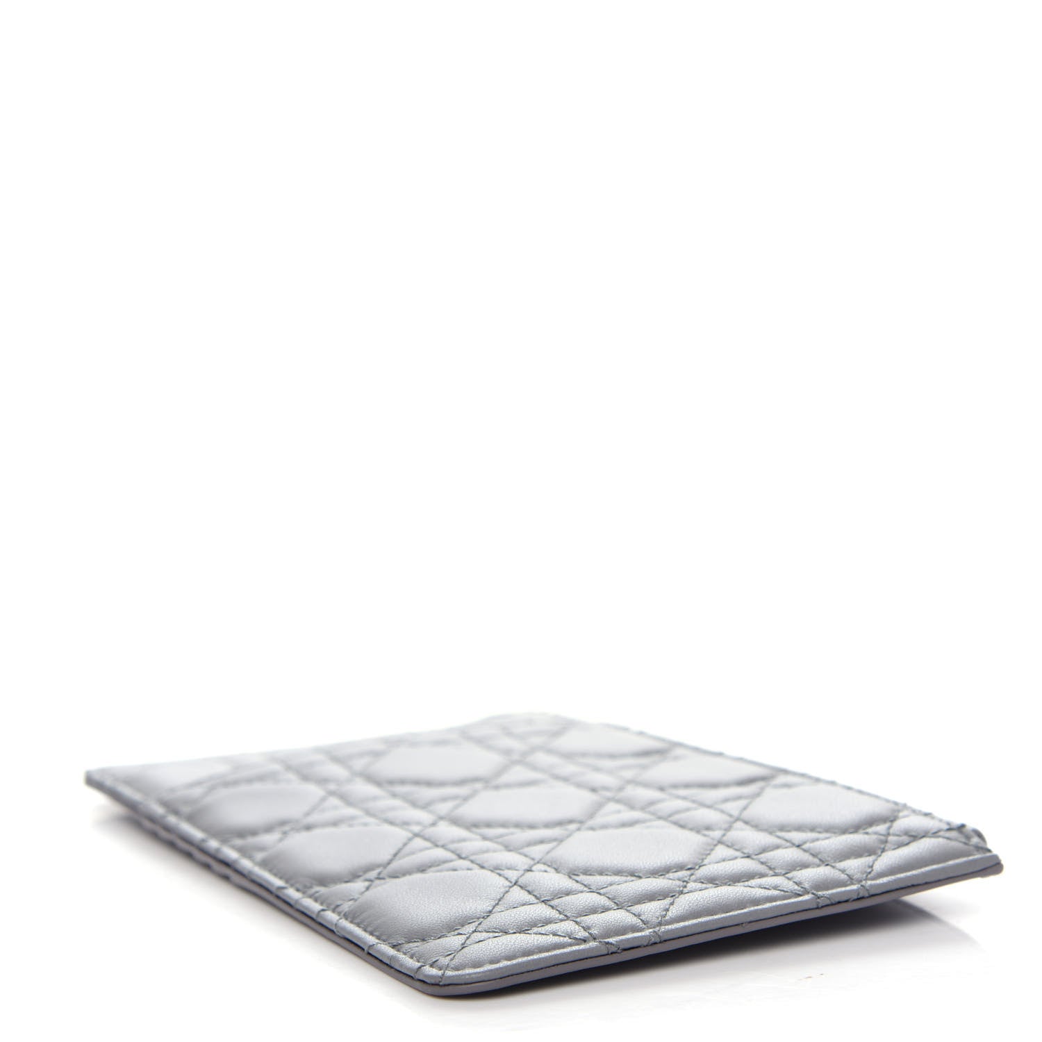 Christian Dior Lambskin Cannage Large Lady Dior Zip Wallet Grey 4 of 8