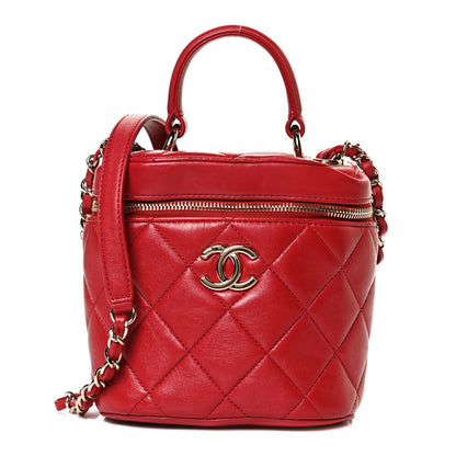 Chanel Lambskin Quilted Trendy Vanity Case Red 2 of 13