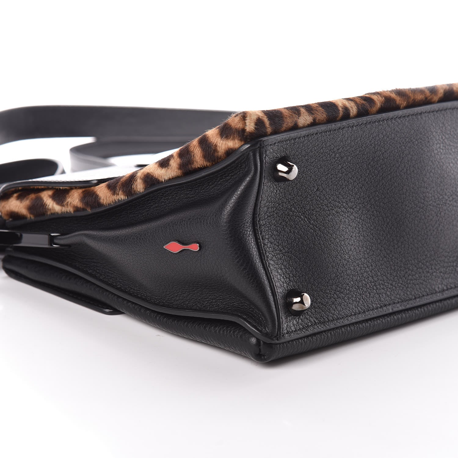 Christian Louboutin Calf Hair Leopard Print Passage Messenger Bag Black 9 of 10