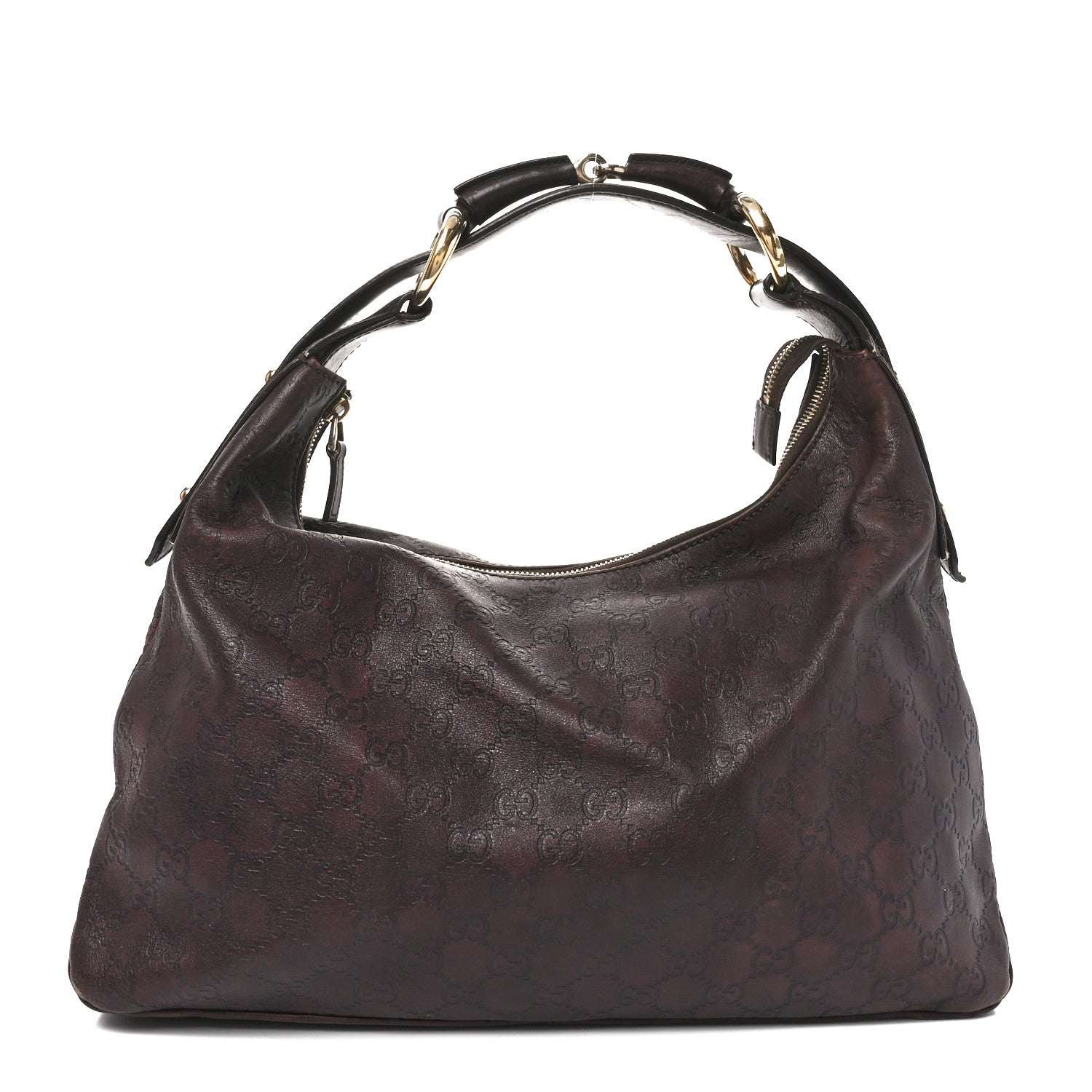 Gucci Guccissima Medium Horsebit Chain Hobo Dark Brown 1 of 12