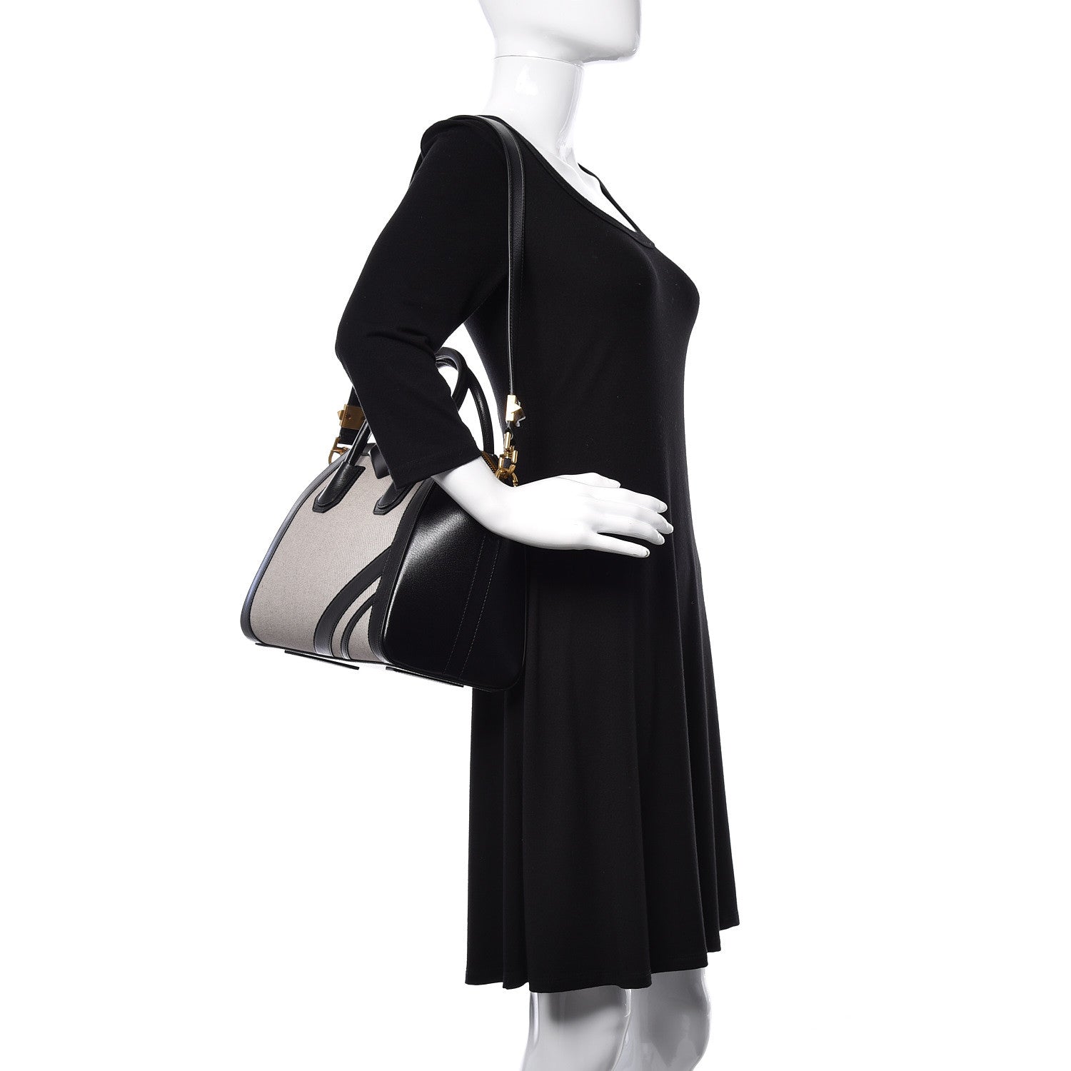 Givenchy Canvas Sugar Goatskin Striped Small Antigona Black 2 of 12