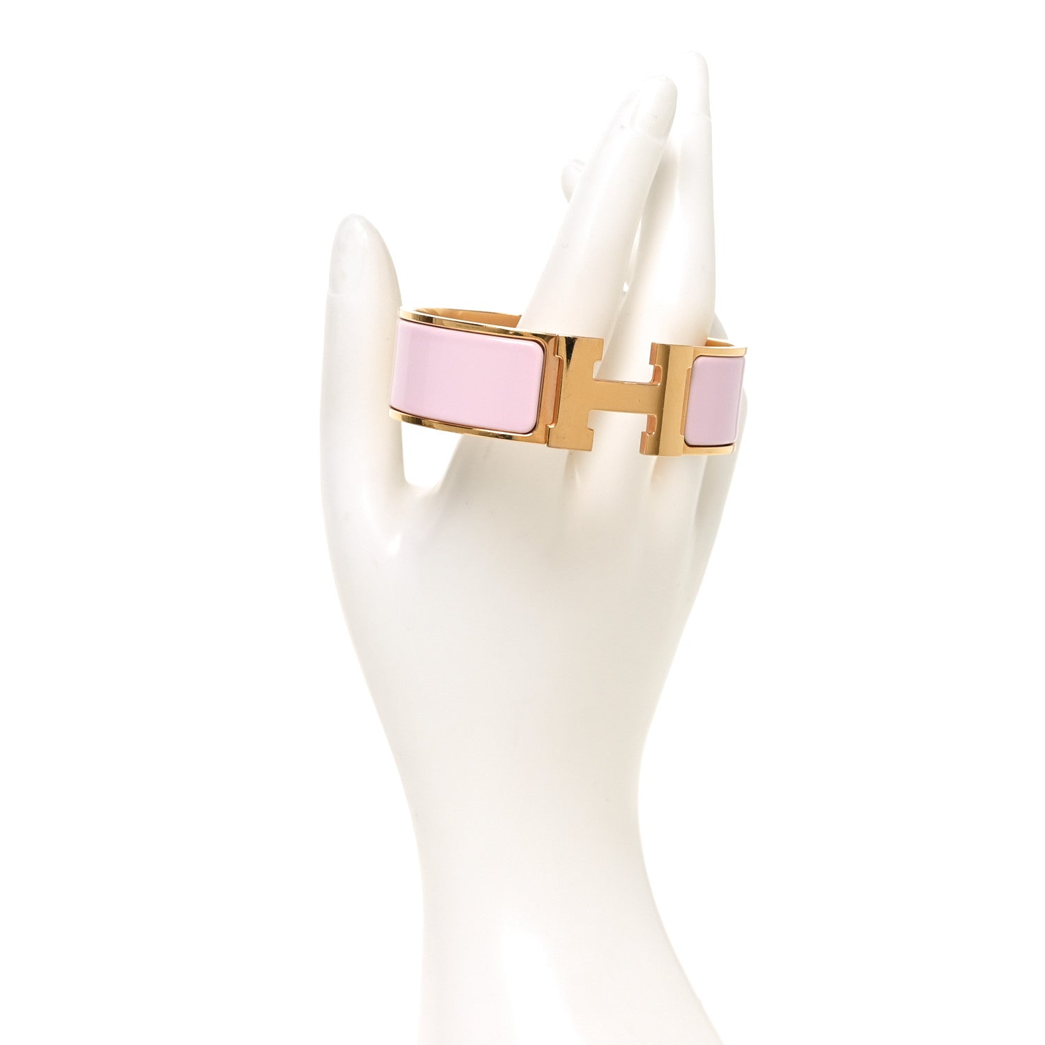 Hermes Enamel Wide Clic Clac H Bracelet GM Rose Candeur 2 of 4