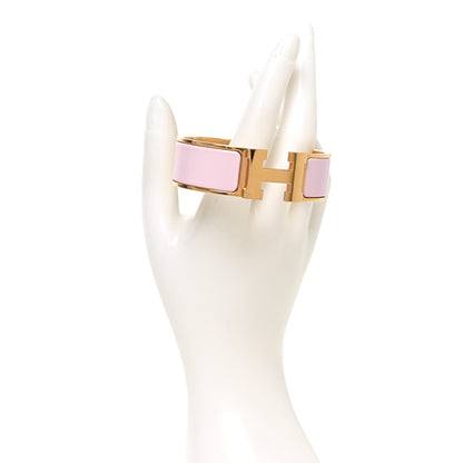 Hermes Enamel Wide Clic Clac H Bracelet GM Rose Candeur 2 of 4