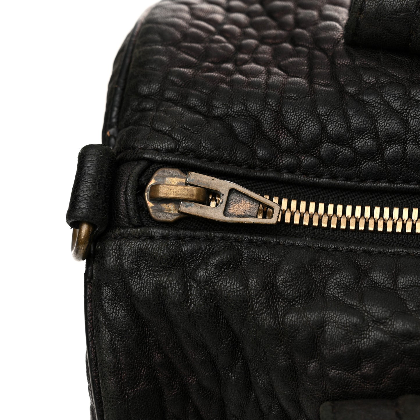 Pebbled Lambskin Rocco Black Antique Brass Hardware